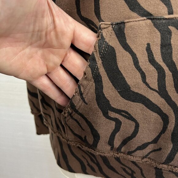 n:Philanthropy Hoodie M Womens Sicily Animal Print Brown Black Pocket Sweatshirt - Picture 7 of 10